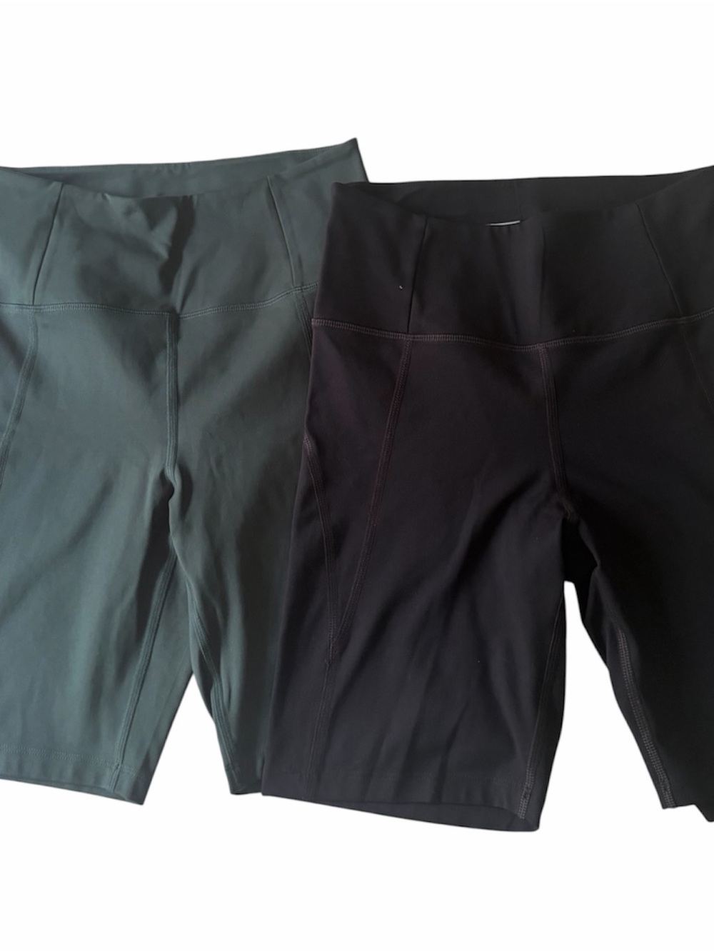 Girlfriend Collective High Rise 2 Biker Shorts Black & Green Size Small 8" leg